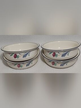 Lenox Chinastone Soup/Cereal Bowls  Poppies on Blue
